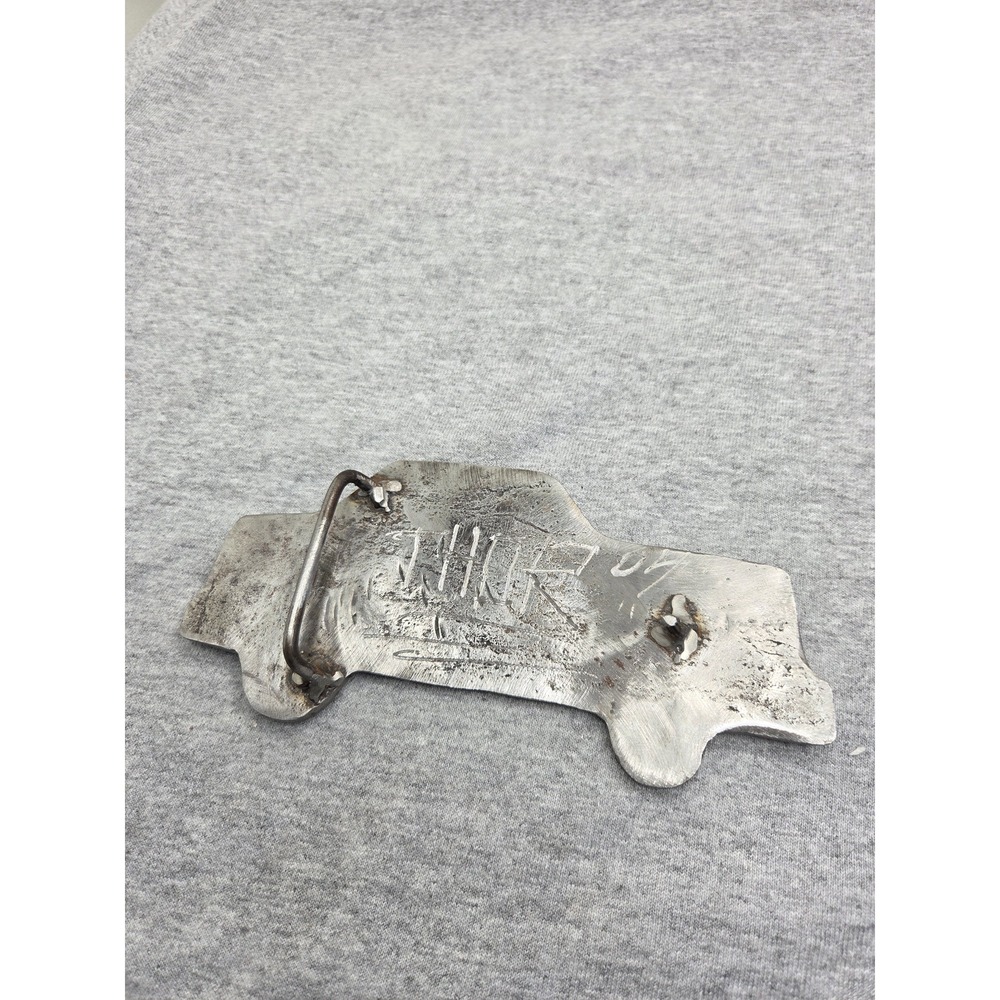 Handmade Massive Metal Car Silhouette Belt Buckle Signed Thor One of a Kind Auto - Picture 5 of 11
